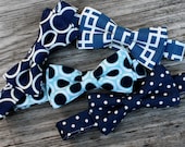 Boys Ties in Navy -- Navy Bow Tie -- Navy Wedding Ties -- Ringbearer Ties -- Navy and White Dot Ties
