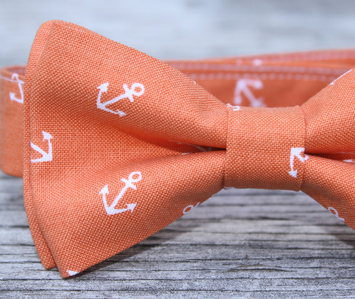 Boys Bow Tie in Orange Anchors , Nautical