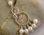 White freshwater pearls and silver necklace - wire wrapped jewelry