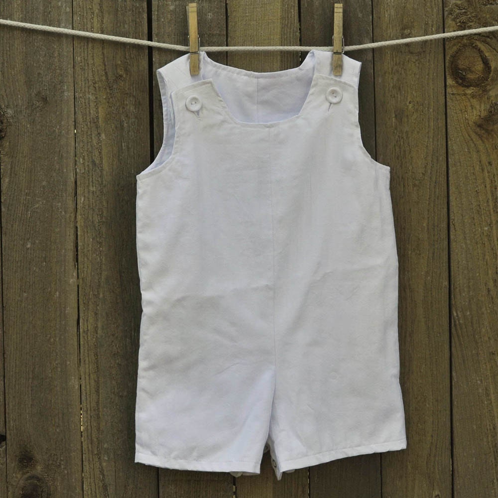 White Boy's Jon Jon, Romper, Ivory...wedding, Christening, Dedication... Eco-friendly, 3m,6m,9m,12m,18m,2t,3t