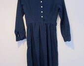 Dark blue dress with white crochet collar XS