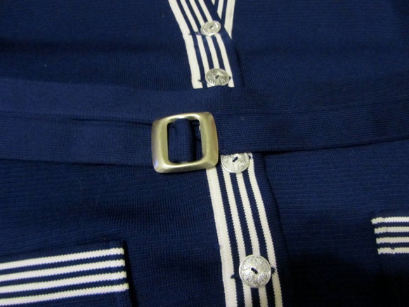 Vintage blue and white cardigan with belt