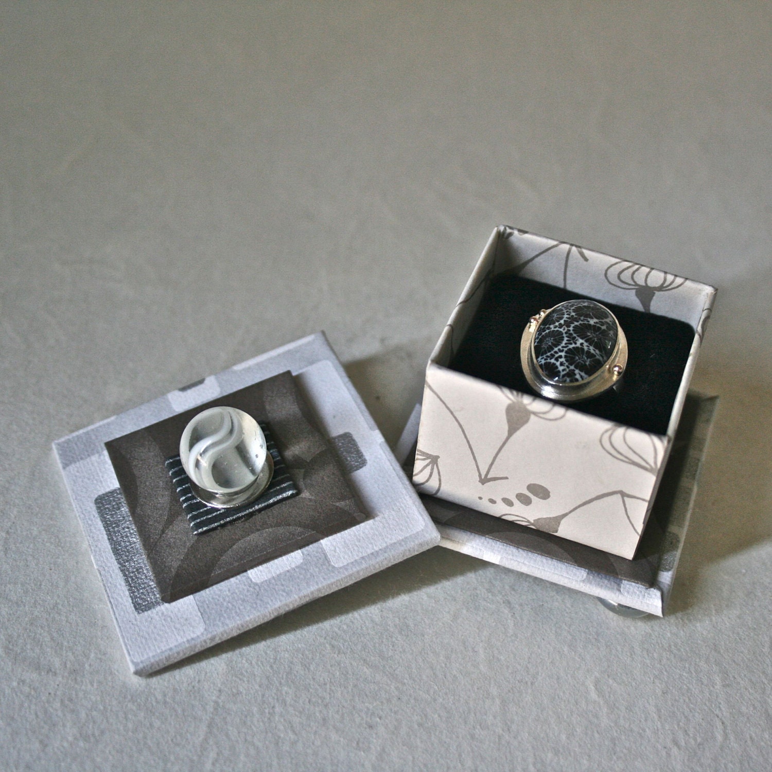 Ring or Gift Box in Soft Gray Tones