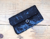 Vintage Evening Clutch - Norell Black Sequin Purse