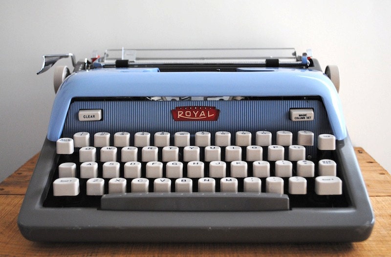 Vintage Typewriter - Blue Royal Futura 800 Portable Typewriter Retro Office Fathers Day - labiblioteca