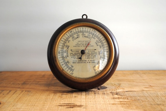 Vintage Barometer - Solid Wood Weather Station