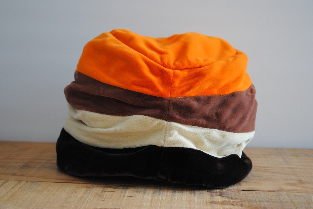 Vintage Hat - Striped Velvet Cloche Hat