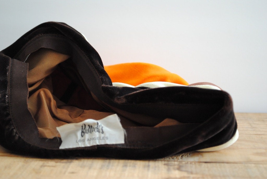 Vintage Hat - Striped Velvet Cloche Hat
