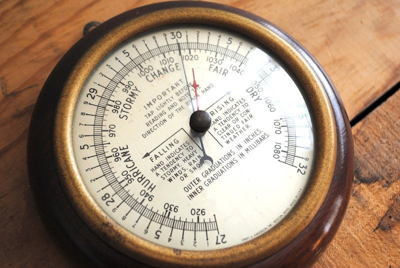 Vintage Barometer - Solid Wood Weather Station