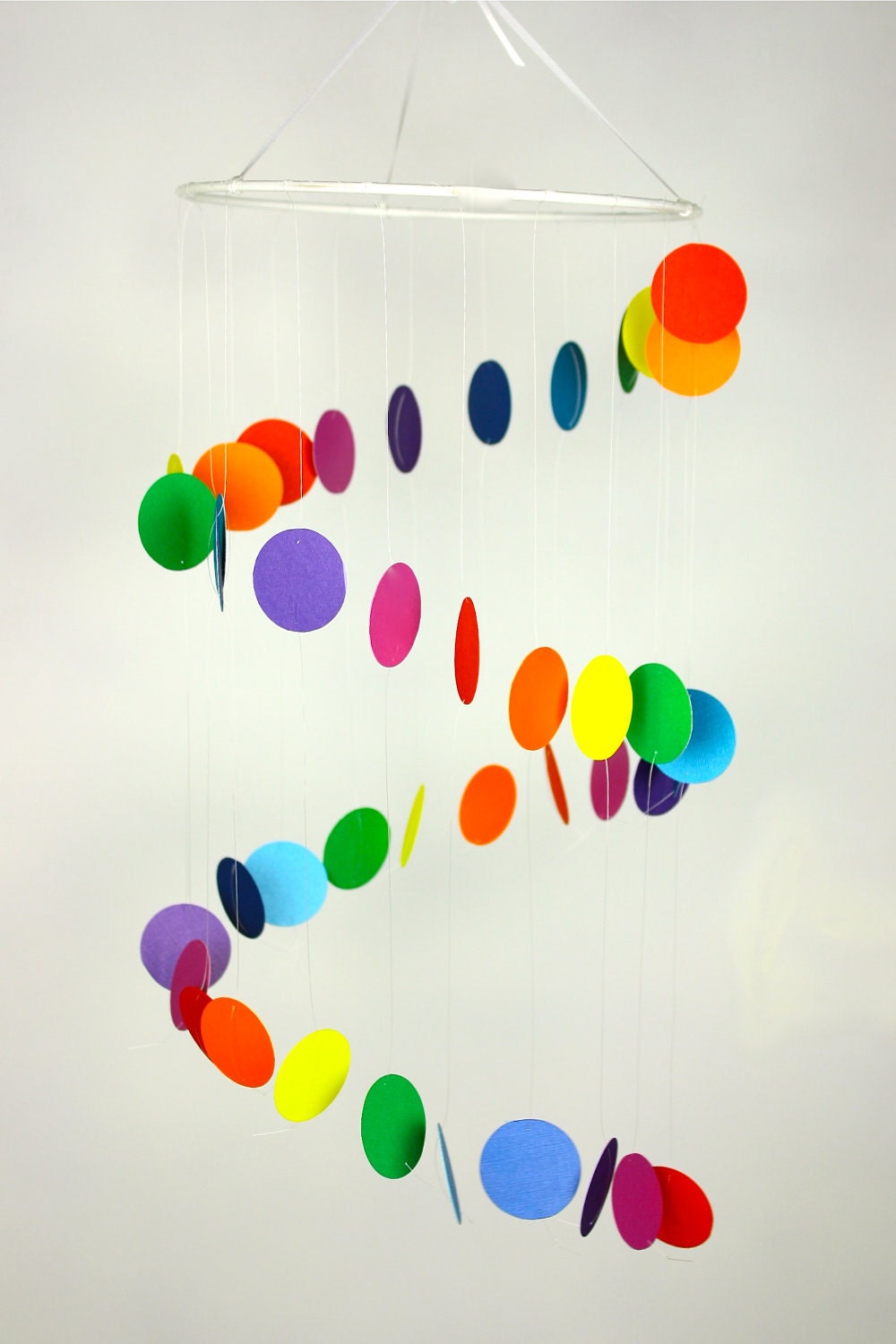 Baby Mobile - Crib Mobile - Nursery Mobile -Rainbow Spiral Whimsy -choose colors / shapes FREE  - featured on Chic & Cheap Nursery