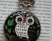 20% HOLIDAY SALE Necklace Pendant Owl bronze Pocket Watch quartz Gift Chain C131