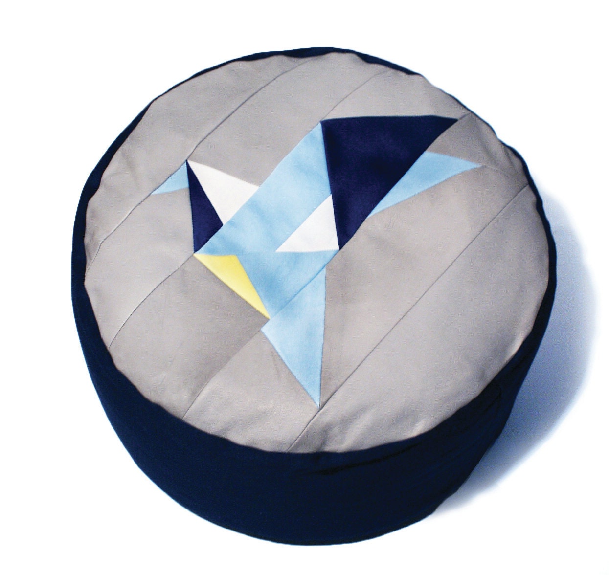 Origami Bluebird Patchwork Pouffe