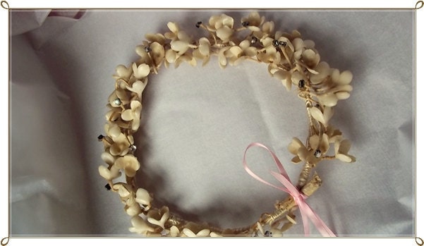 Antique Bridal Wax Headpiece : Antique Wax Bridal Garland With Rhinestones