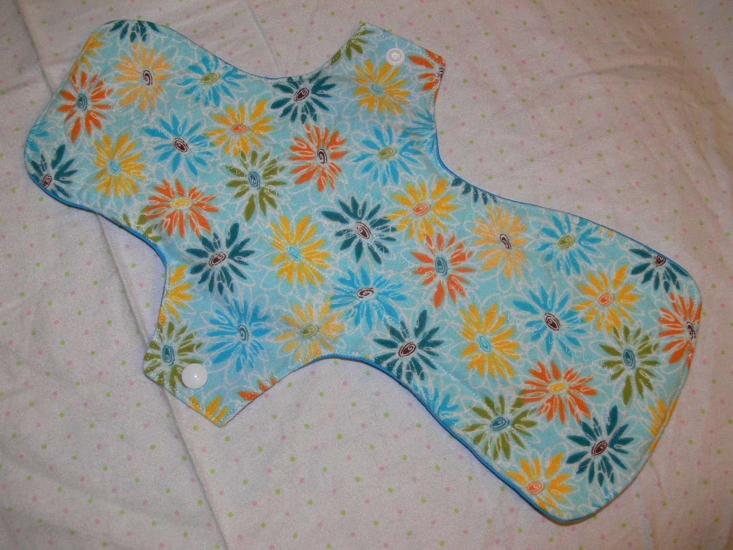 Postpartum Mama Cloth Pad bright blue daisies