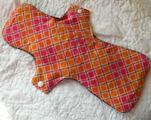 Postpartum Mama Cloth Pad brown, pink and orange checked