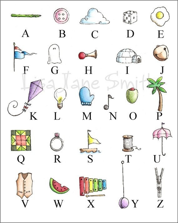 Alphabet ABCs.... a cute art print for child's room or nursery.
