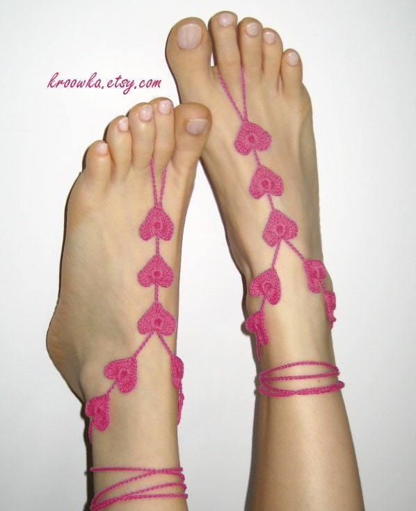 Barefoot Sandals Pink Heart, Valentine's Day gift