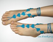 TURQUOISE HEART Barefoot Sandals, Valentine's Day gift, summer time beach sandals