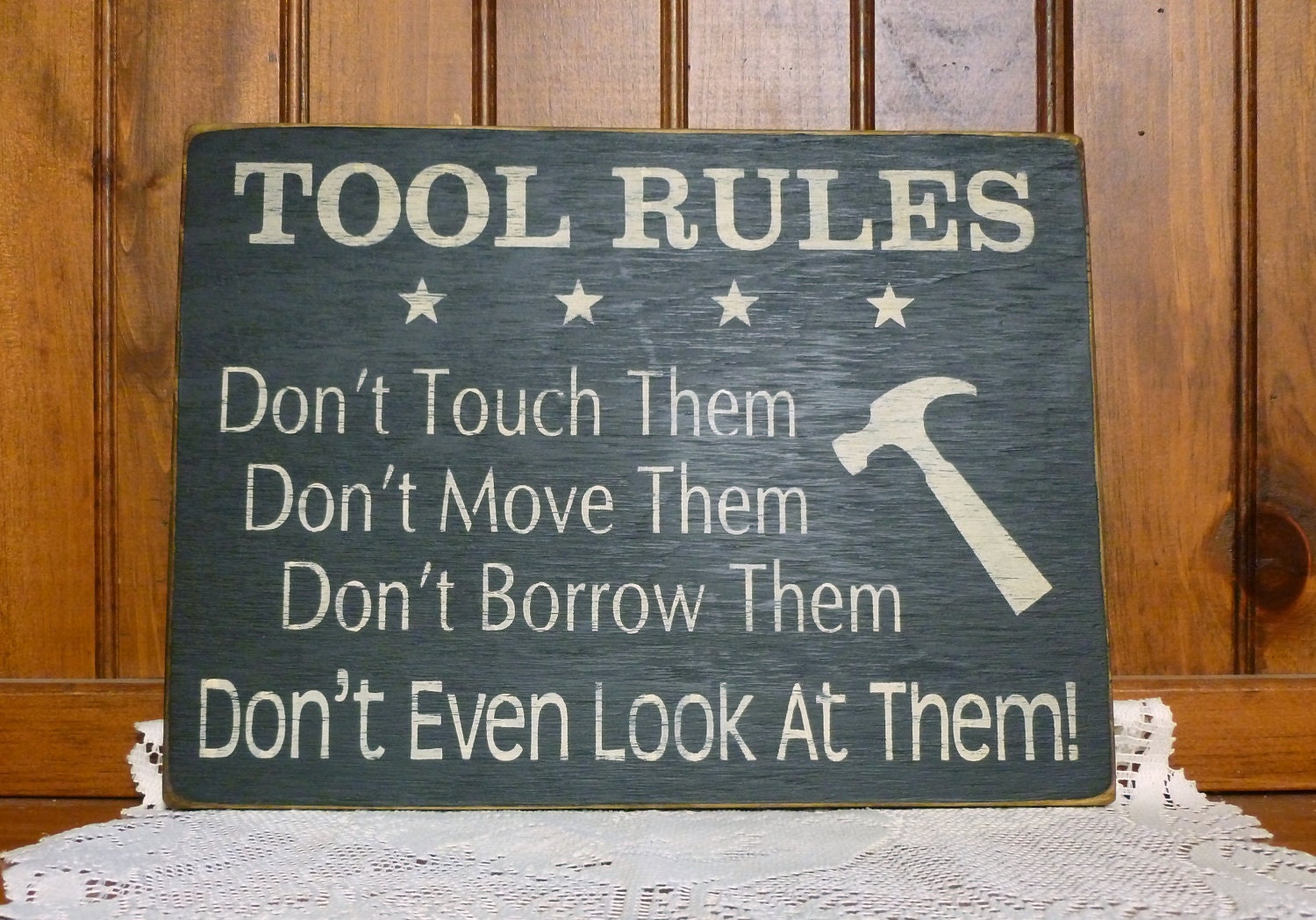 Primitive "Tool Rules" wood sign - your color choice - great gift for Dad, Husband, Father