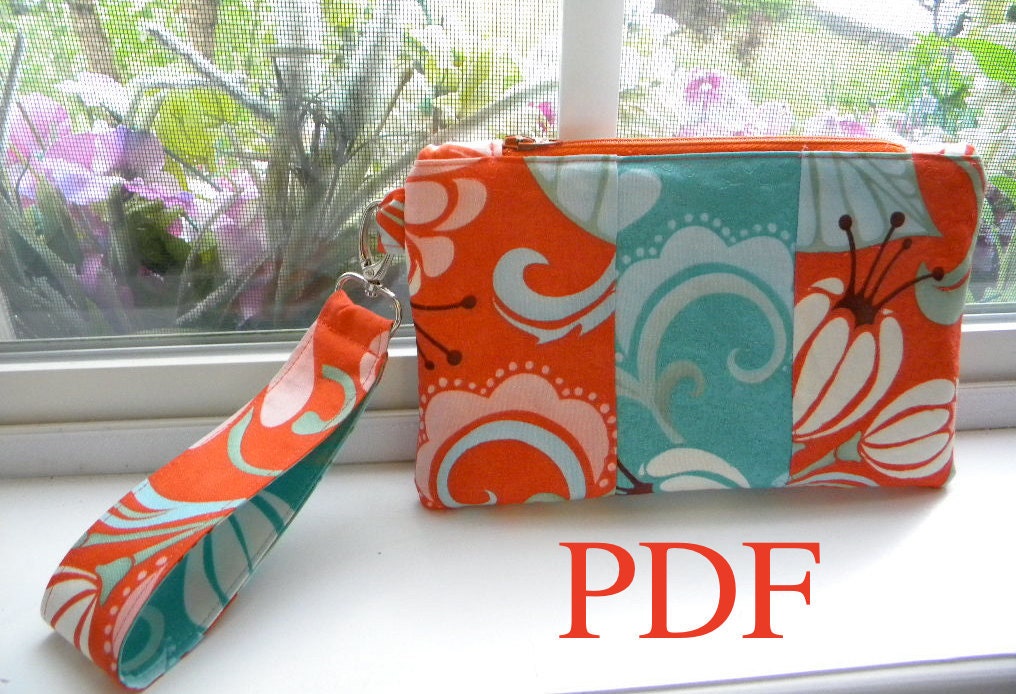 Wristlet PDF PURSE Sewing Pattern, Thumbprint Patterns, Clutch, Purse, Wallet, Ebook, Tutorial