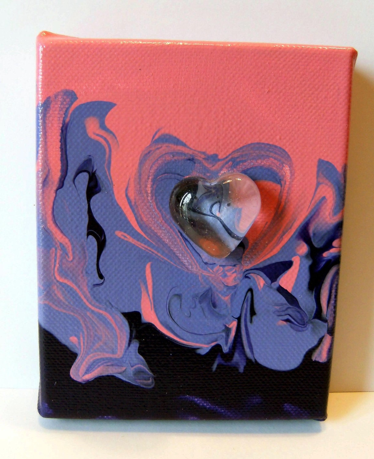 Original Acrylic/Mixed Media Abstract Fine Art Painting - Love 14 - 4x5