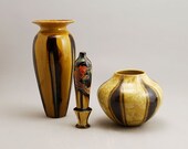 SALE  Golden Flame Crystalline Collection - Porcelain by Kyle Kreigh - Door Pottery - Arts & Crafts Style - OOAK