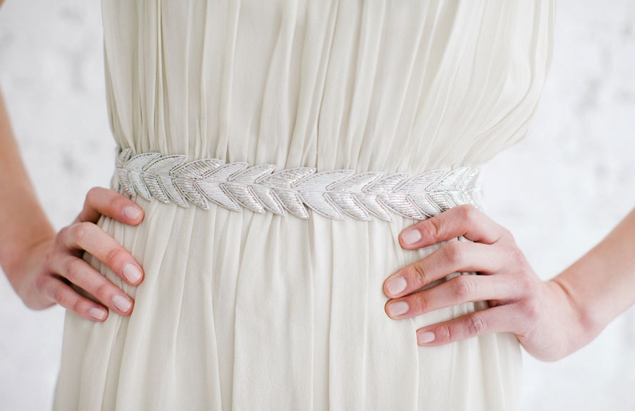 HANABI - Metallic Bullion Embroidered Bridal Wedding Belt