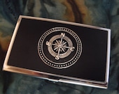 Steampunk Compass Business Card Credit Card Holder Wallet Gift Mens Womens
