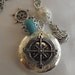 Steampunk Nautical Compass Locket Necklace Pearl Pirate Ship womens gift