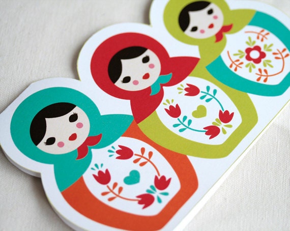 Babushka colorful printable card by Lafabriqueabricole on Etsy