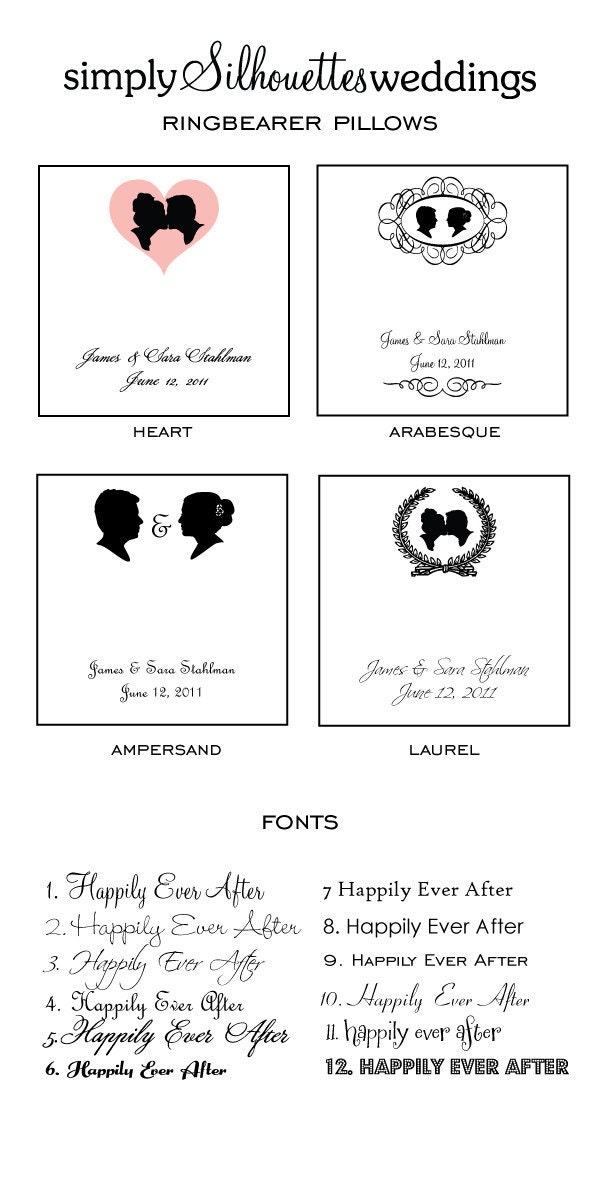 Custom Silhouette Ring Bearer Pillow made from your photos by Simply Silhouettes for wedding or commitment ceremony