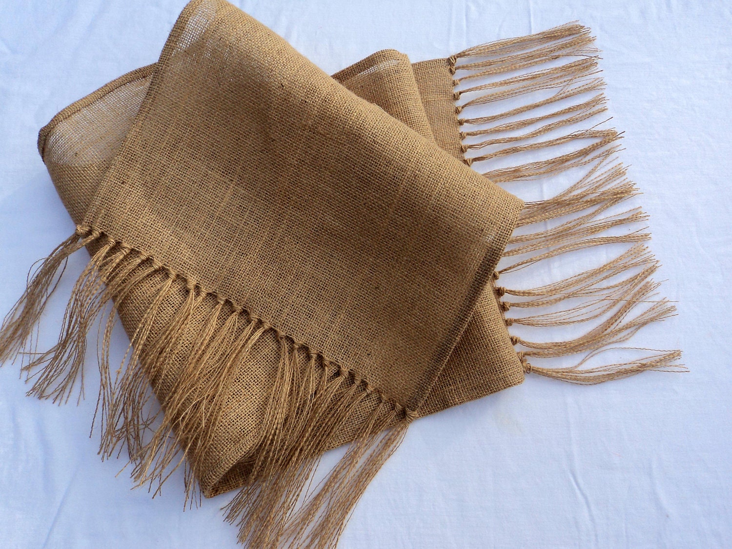 Burlap Table Runner with Fringe 14" x 74" or Custom Size Available
