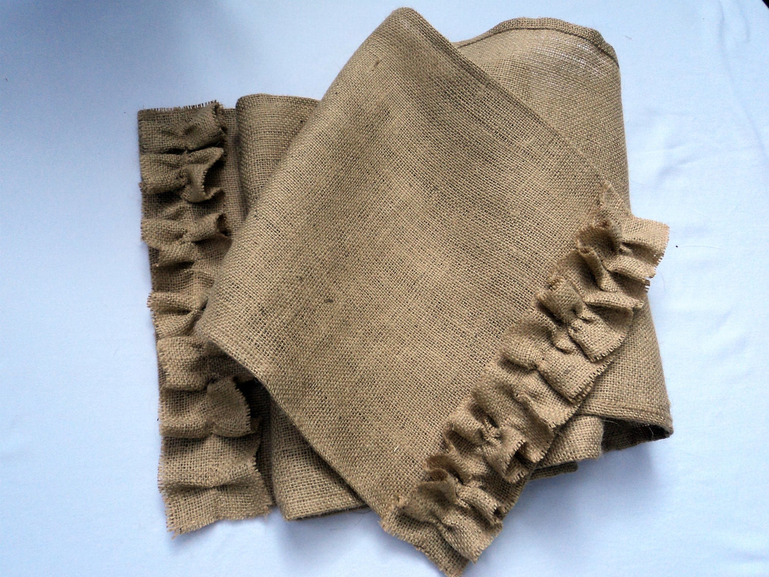 Burlap Table Runner with Ruffles Burlap Runner 14" x 60" or Custom Size Available
