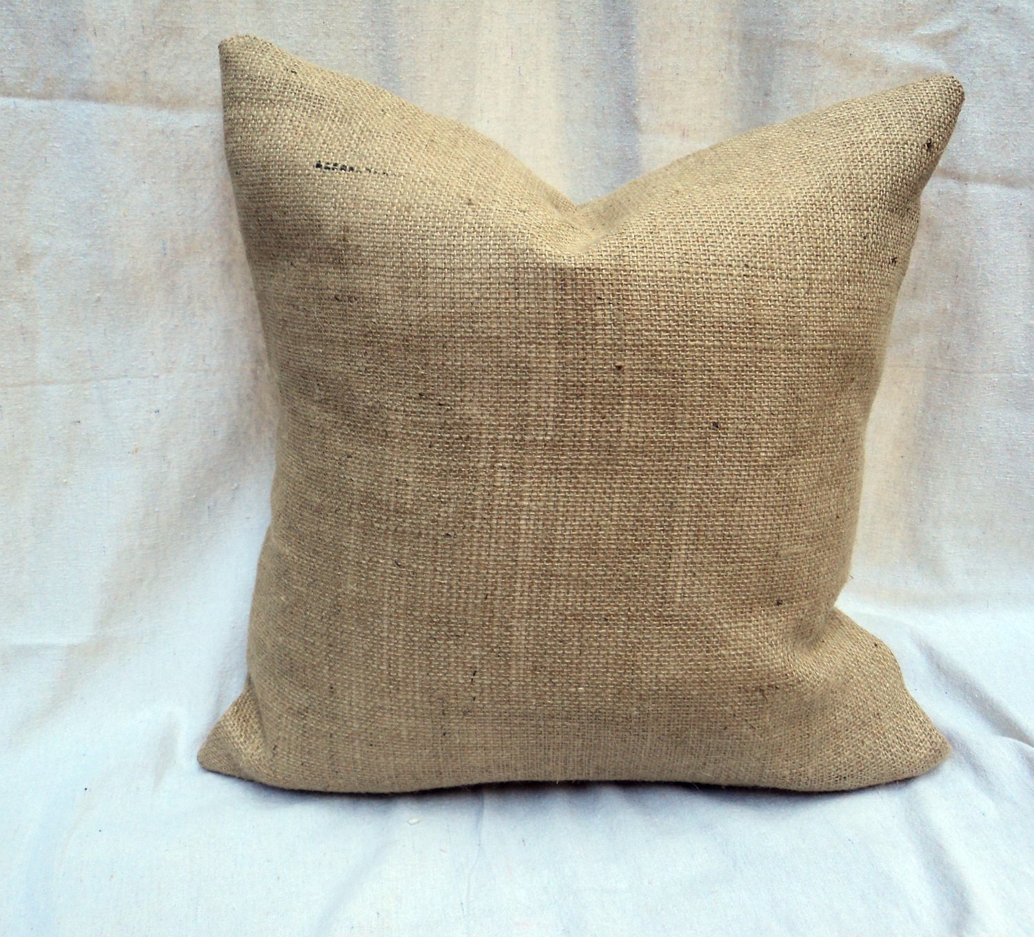 Burlap Pillow  Cover 16 x 16 Decorative Pillow