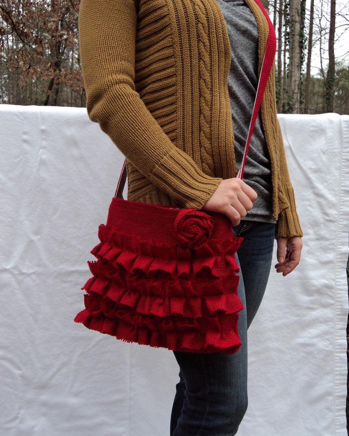 Crossbody Bag Burlap Purse Sling Bag Hobo Bag