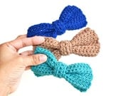 Crocheted Bow Ties - Set of Three in Turquoise, Brown and Royal Blue