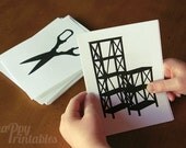 Printable Silhouette Shapes Playtime Cards Set - Household Objects