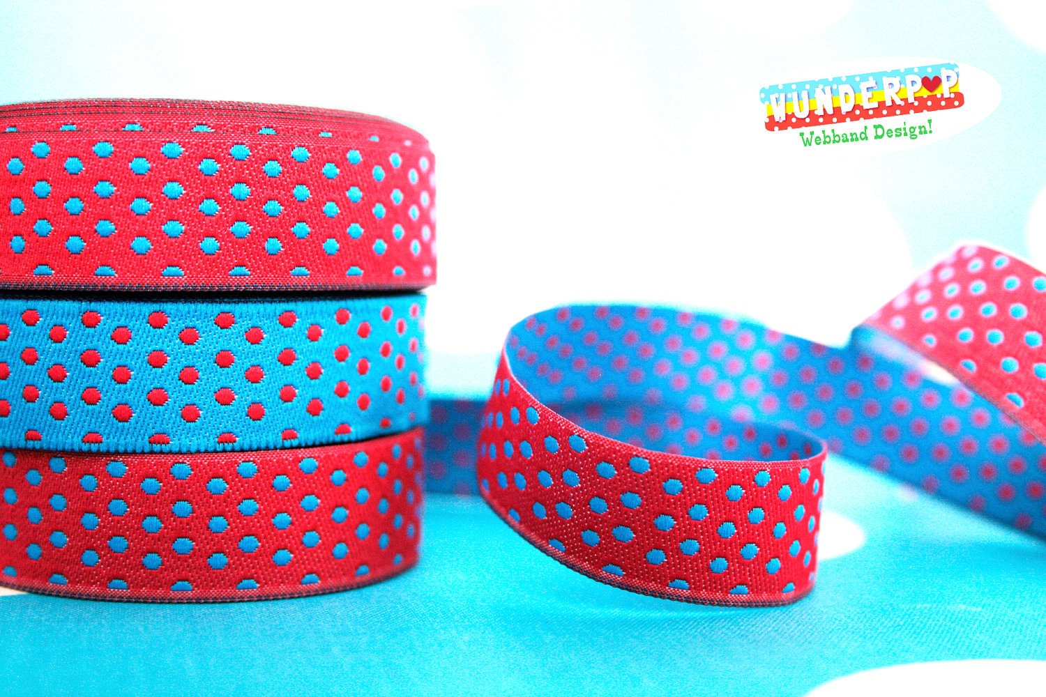 Fine Jacquard Ribbon: Polkadots design double side 3 m