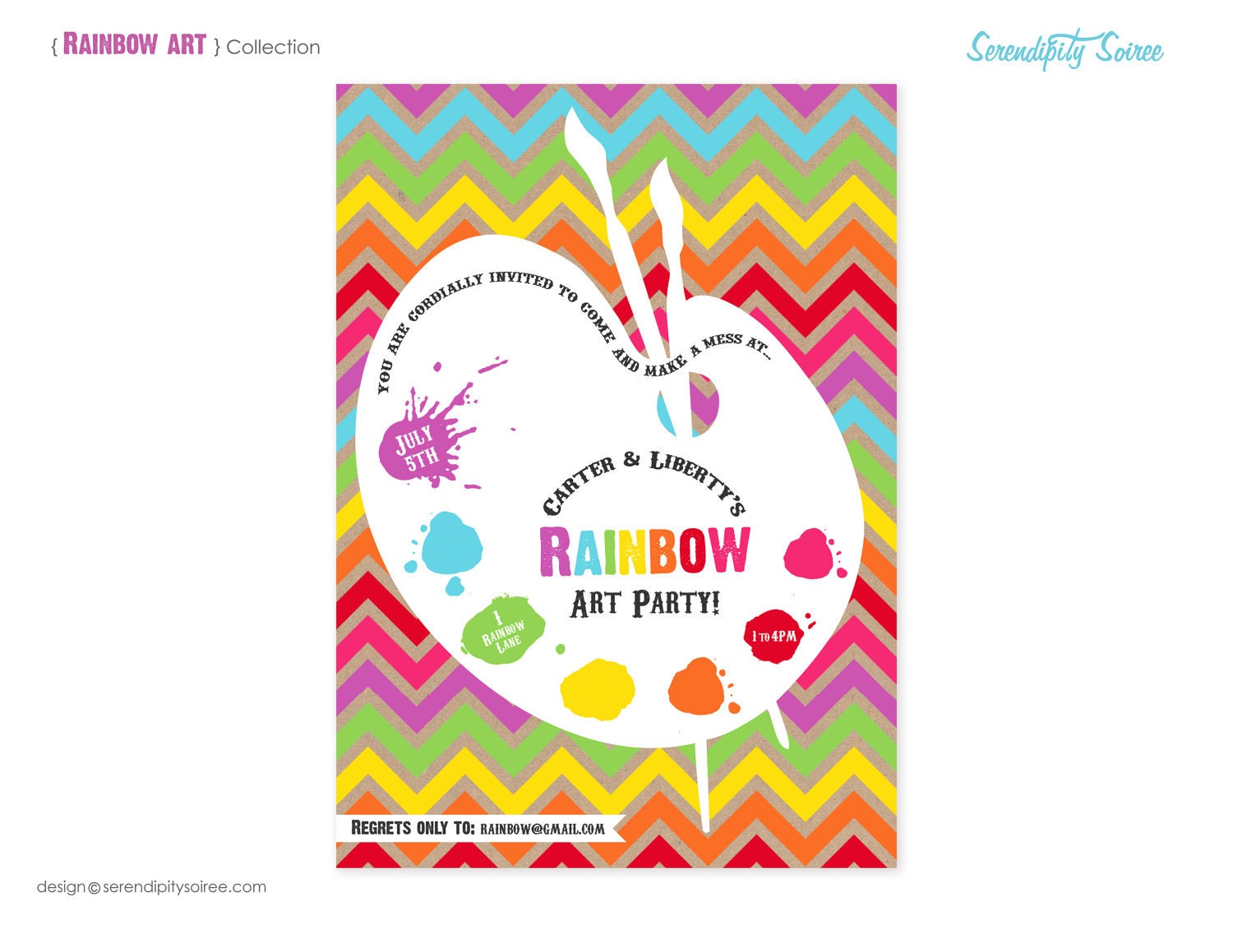 Rainbow Art- Custom Printable Invitation - 4 styles to choose - Rainbow art party, art party, rainbow party