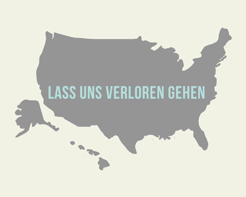 USA Lass uns verloren gehen - Lets go get lost 10 x 8 USA grey, mint