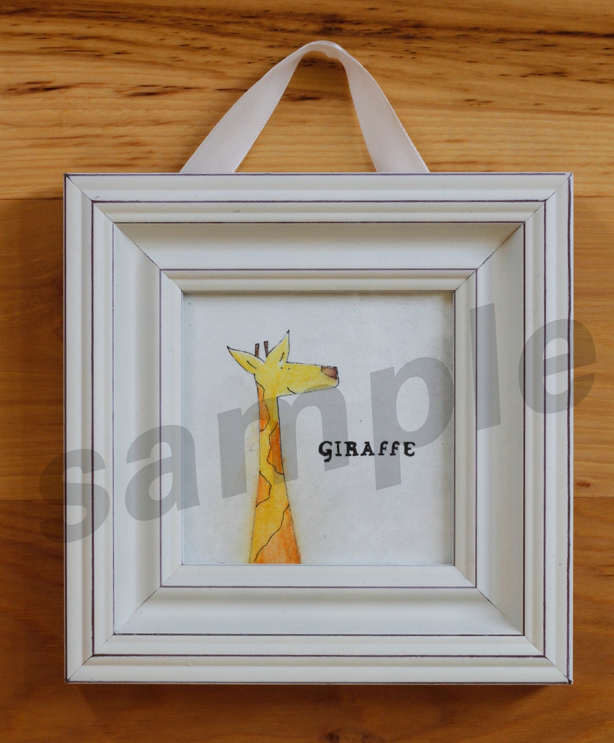 GIRAFFE Baby Animal 4"x4" Unframed Art Print for baby / infant nursery, or toddler or child's room