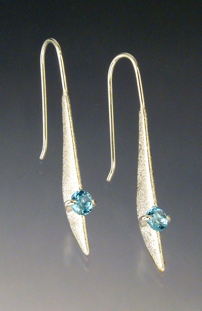 Rudder Earrings with Blue Topaz or Other Stone
