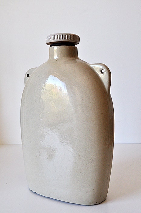 Rare 1800s Antique Stoneware Water Bottle