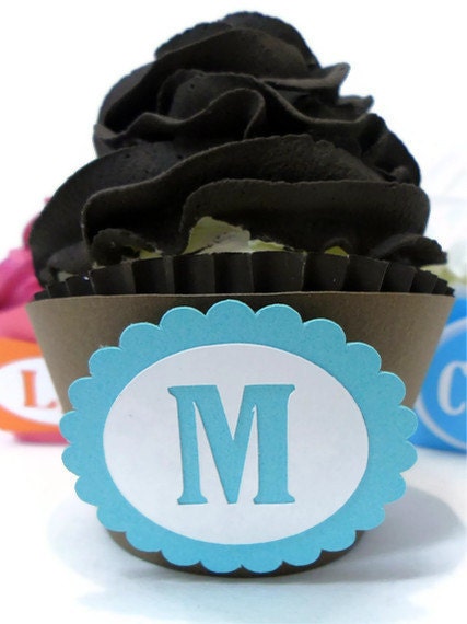 Monogram Cupcake Wrapper Layered Frame - set of 12 Il_170x135