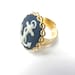 Anchor Cameo Ring - Nautical Navy Blue and White Anchor Ring - Navy and Gold Anchor Jewelry - Nautical Accessory - Nautical Ring