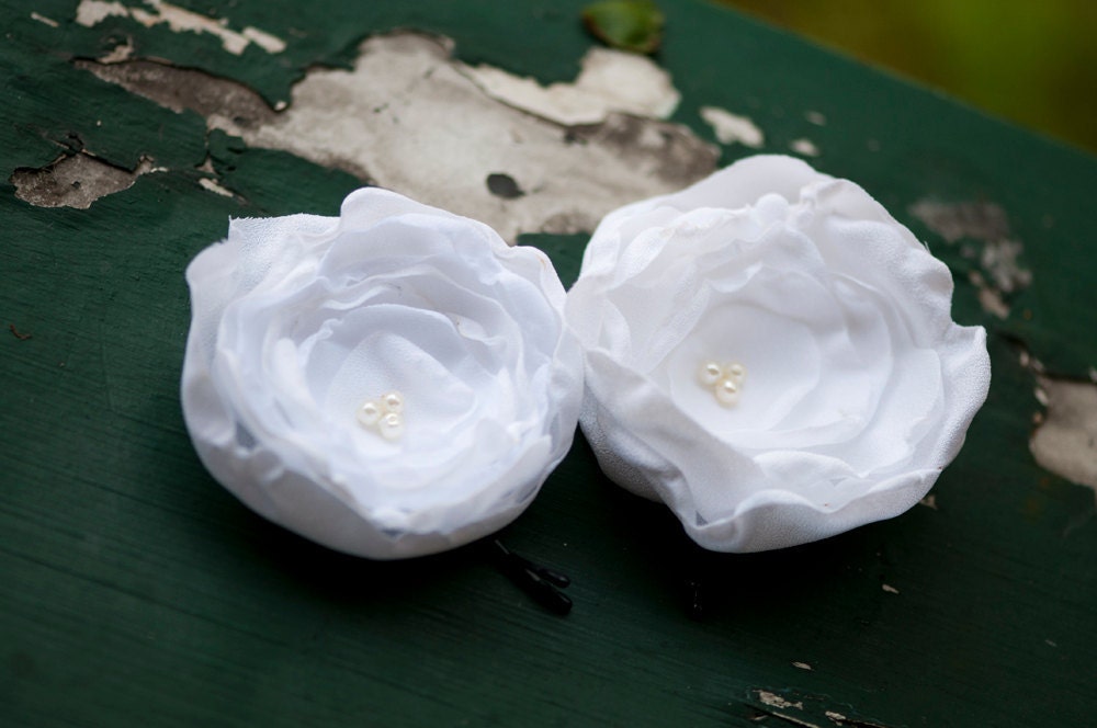 DESIRE ....bridal flower bobby pin pair