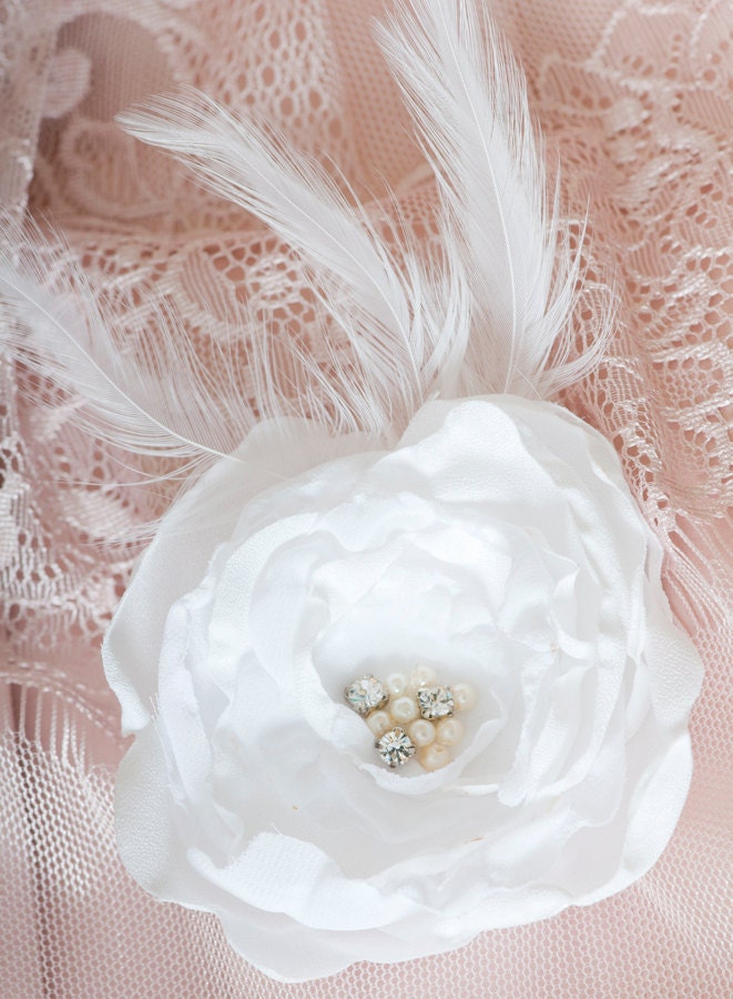 Sale ... DAGMAR .... white rosette clip .... bridal accessory... photo prop
