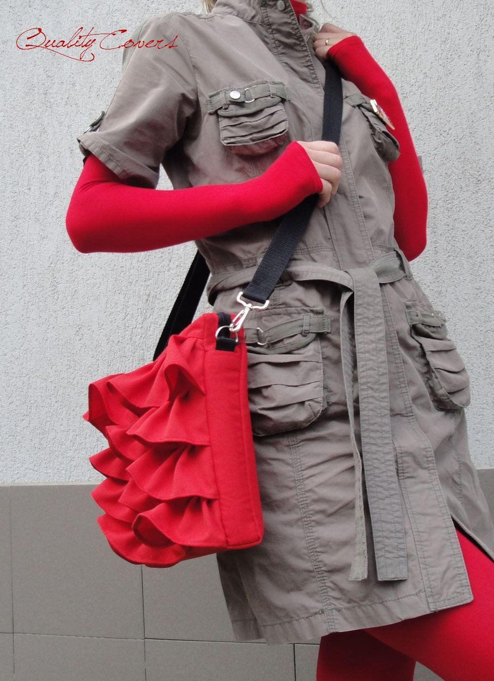 Red wool Bag, every day bag, tote bag ,Laptop bag - any size and color - PADDED - 2 zippers - lining WATERPROOF - hidden POCKET