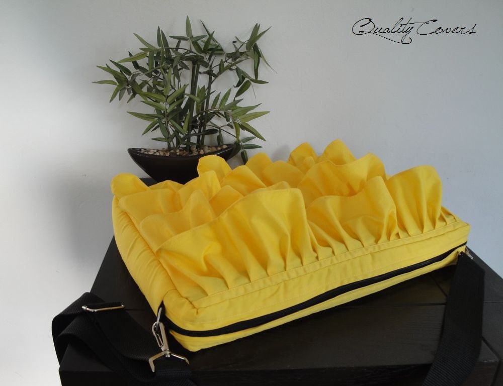 Laptop bag - any size and color - shoulder Strap - PADDED - Ruffle - 2 zippers - WATERPROOF lining - hidden POCKET