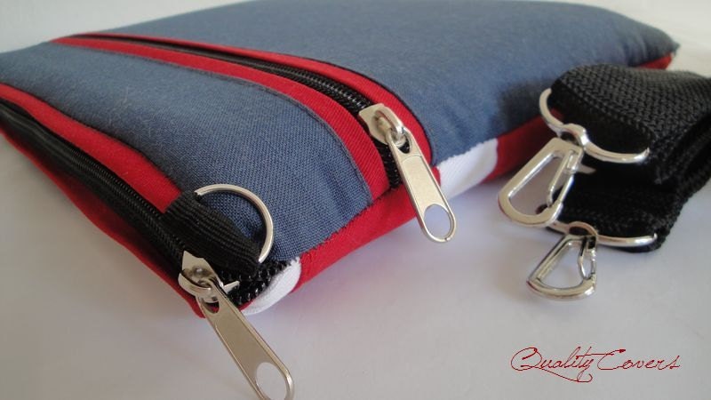 iPad 2 bag - SUPER padded 7 mm - WOOL / Cotton fabric - Water Resistant lining - zipper Pocket